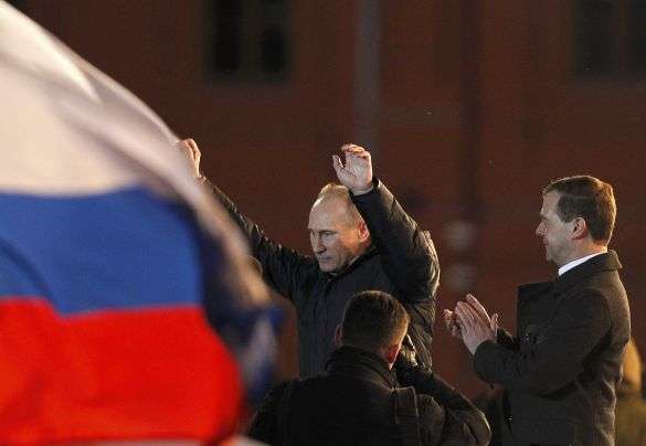 Tearful Putin Declares Victory at Rally