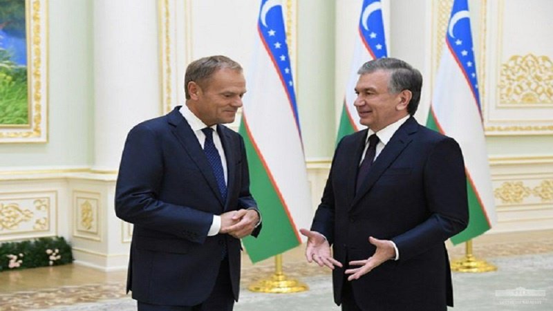 دیدار رئیس شورای اتحادیه اروپا با رئیس جمهور ازبکستان